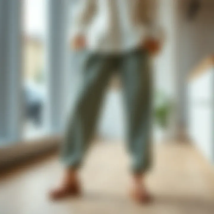 Stylish elastic pants in a modern setting