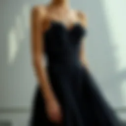 Elegant black evening gown with intricate details