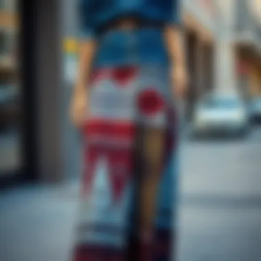 Trendy long denim skirt with unique patterns