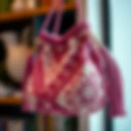 Elegant macrame bag design featuring intricate patterns