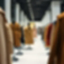 Elegant coat display on a modern fashion runway