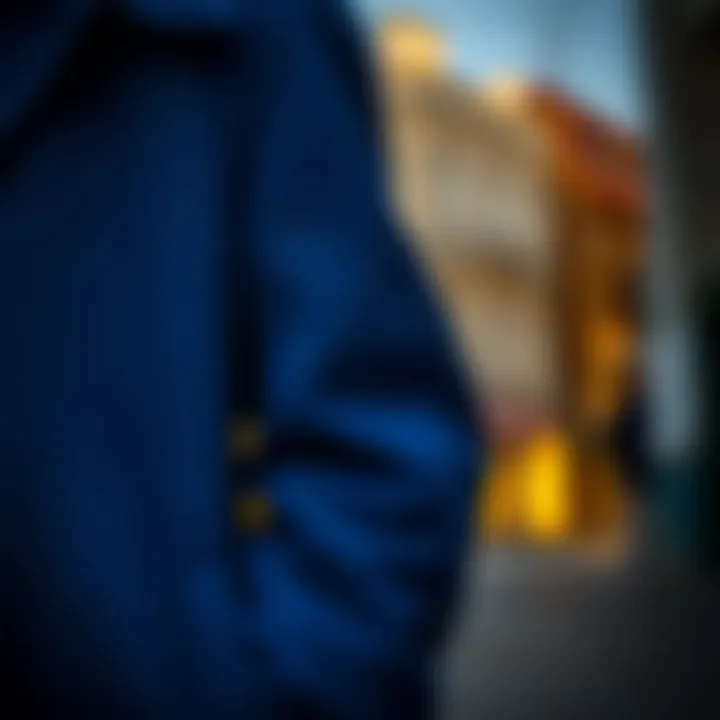 Material quality and texture of the blue reversible coat