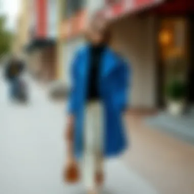 Fashionable outfit combinations with a blue reversible coat