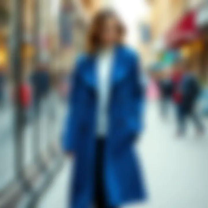 Stylish blue reversible coat showcasing its elegant design