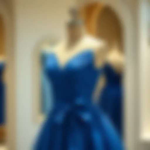 Elegant blue dress on a mannequin