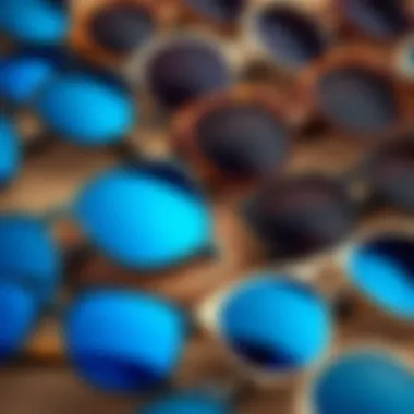 Diverse Styles of Blue Sunglasses An artistic arrangement of various styles of blue sunglasses