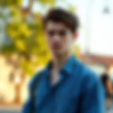 Casual styling with blue shirt