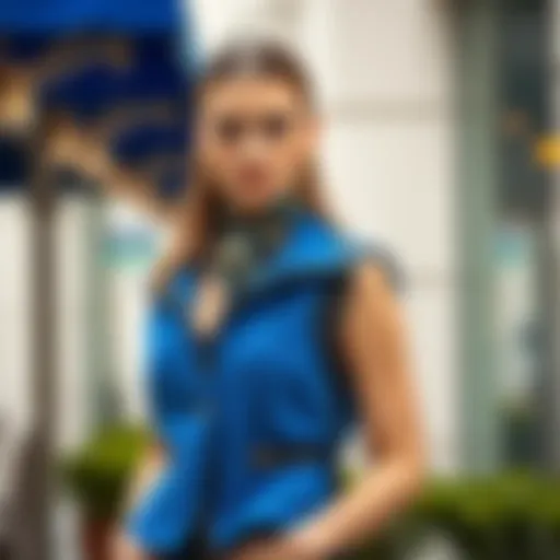 Chic blue vest accessorized with modern attire