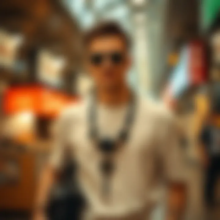 Fashion accessories complementing a mercerized t-shirt