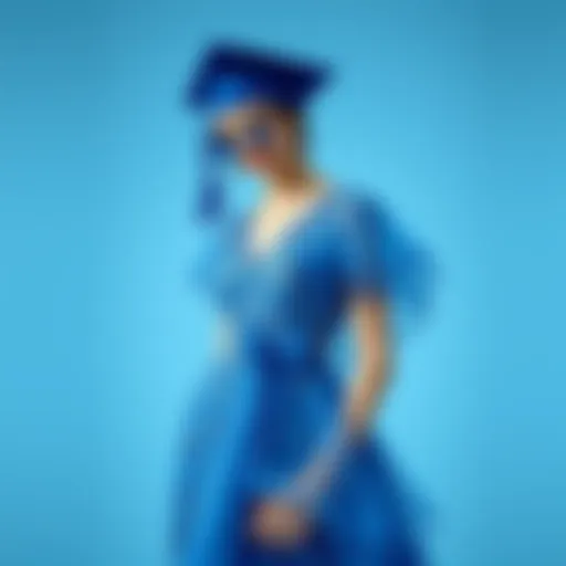 Elegant blue graduation dress showcasing different shades
