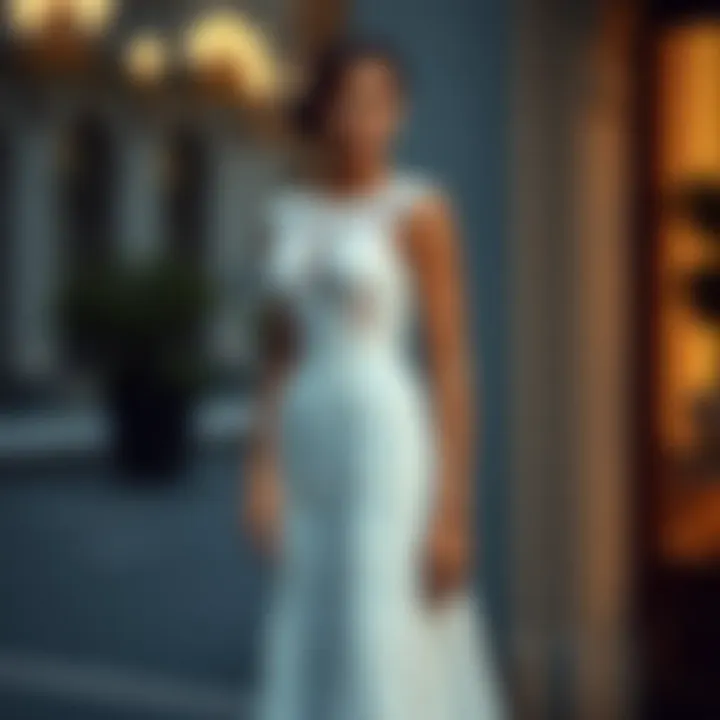 Elegant midi wedding dress with intricate lace details