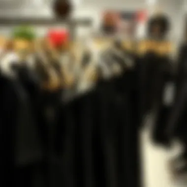 Diverse Collection of Mini Black Dresses A collection of mini black dresses in various fabrics and designs on a chic rack.