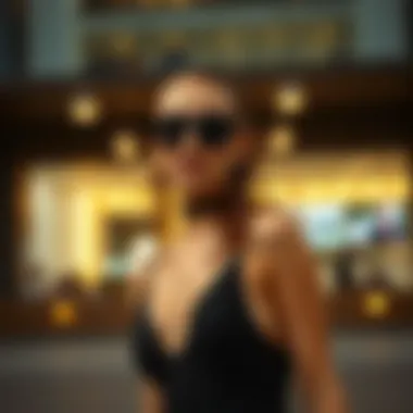 Modern Styling with Mini Black Dress A stylish mini black dress paired with bold accessories showcasing modern fashion.