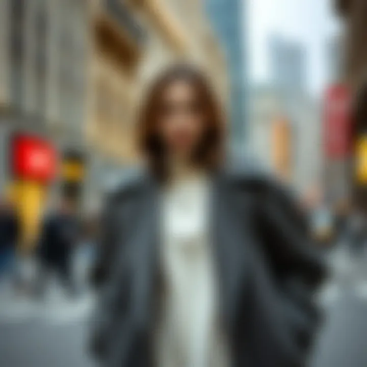 Model wearing a trendy oversized coat on city streets
