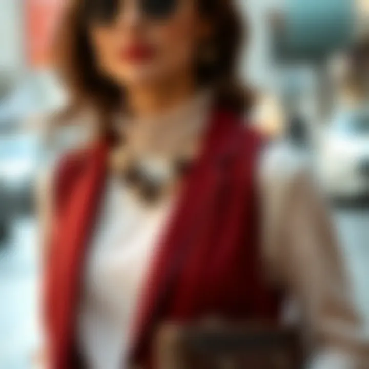 Stylish combination of vest and accessories in modest fashion