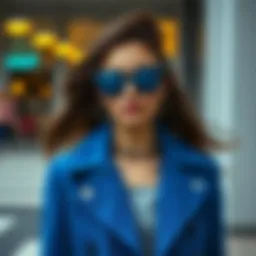 Stylish blue outerwear for modern elegance