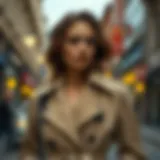Trench Coat Elegance Stylish trench coat in urban setting