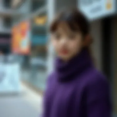 A seasonal lookbook featuring purple sweaters