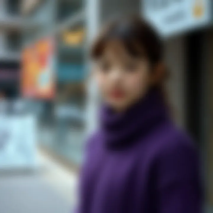 A seasonal lookbook featuring purple sweaters