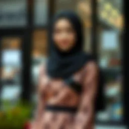 Elegant dress showcasing modern hijab style