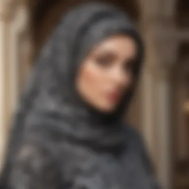 Elegant modern hijab dress showcasing intricate patterns