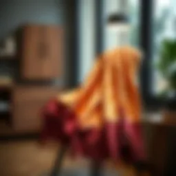 Elegant polka dot shawl draped over a chair