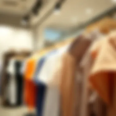 Elegant collection of shirts displayed in an outlet store