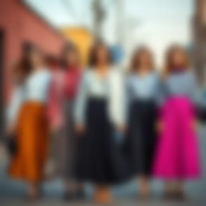 Versatile Combinations of Pleated Skirts Fashionable outfit combinations featuring pleated skirts in various styles.