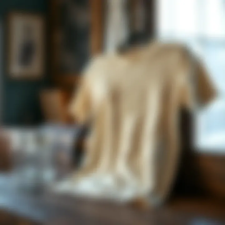 A classic cotton t-shirt displayed on a wooden surface, showcasing its texture and color.