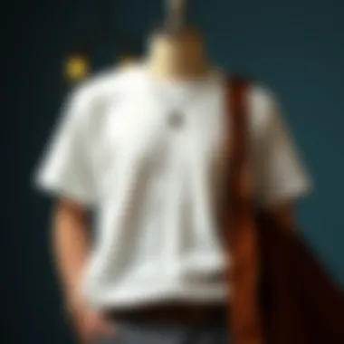 A stylishly arranged outfit featuring a cotton t-shirt, paired with complementary accessories.