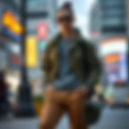 Stylish parachute cargo pants in an urban setting