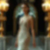 Elegant short evening dress showcasing intricate designs