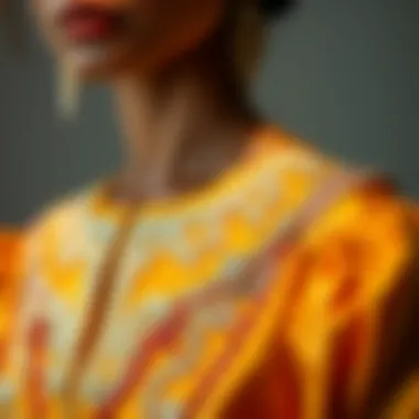 Close-up of shimmering payet details on a crop garment