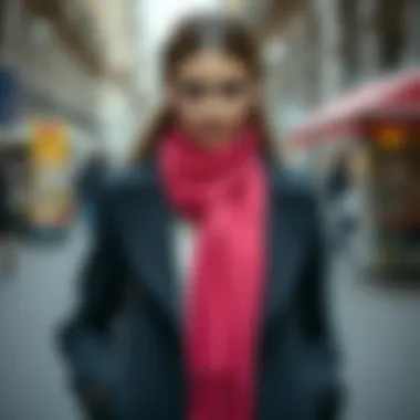 Fashion Ensemble with Pink Scarf Fashionable outfit featuring a pink scarf