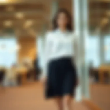 Sophisticated office look with pleated skirt and top