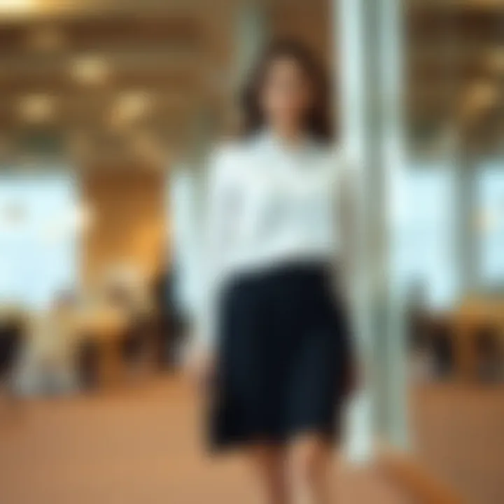 Sophisticated office look with pleated skirt and top