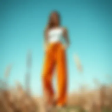 Fashionable color palette for pleated carrot trousers displayed