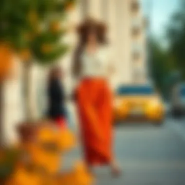 An elegant outfit combining pleated carrot trousers with accessories