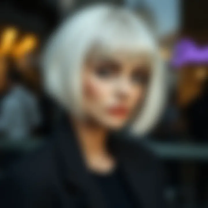 Stylish platinum blonde bob haircut
