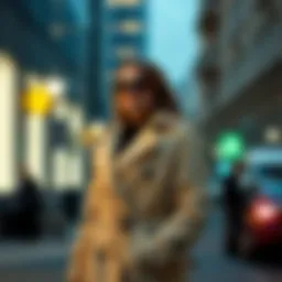 Elegant plus size trench coat in stylish urban setting