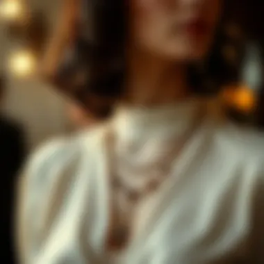 Sophisticated Look with Delicate Jewelry Sophisticated outfit showcasing a powder tunic and delicate jewelry