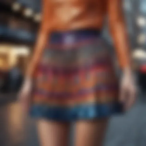 A luxurious sequin skirt showcasing vibrant colors and intricate designs.