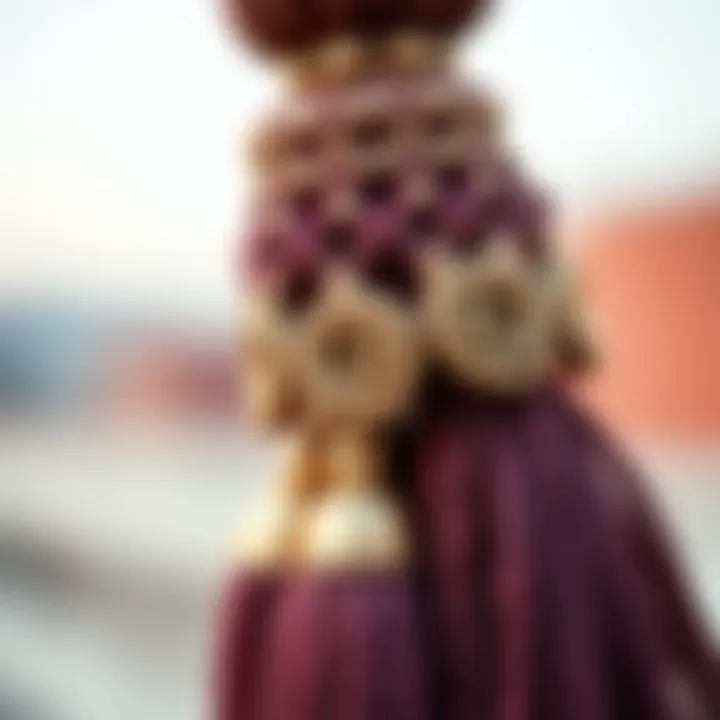 A close-up view showcasing the intricate details of a tassel design