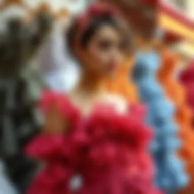 Diverse styles of ruffled dresses on display in Fatih