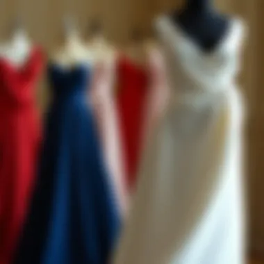 Variety of fabrics used in minimalist evening gowns