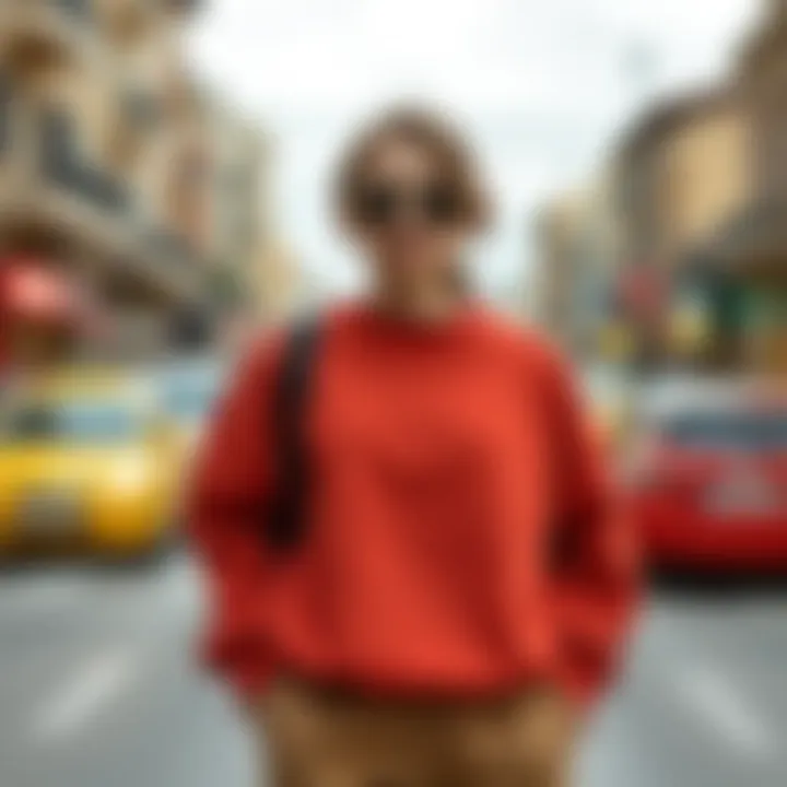 Stylish outfit pairing with a simple sweatshirt