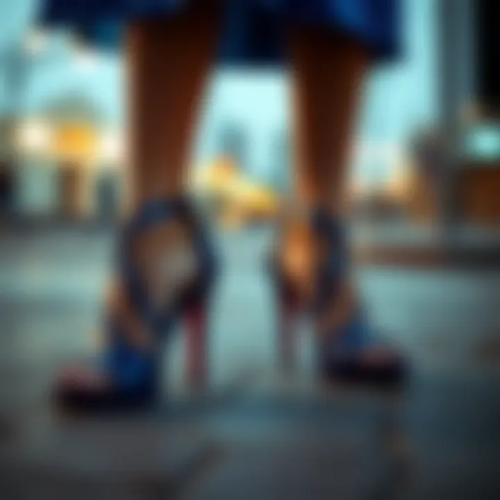 Fashionable heels that match a vibrant blue outfit