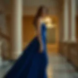 Elegant long dress in rich blue hue