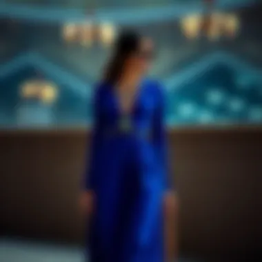 Accessorizing a vibrant blue long dress