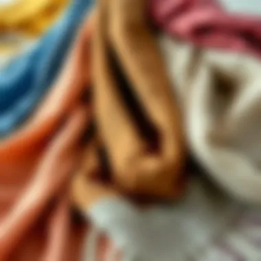 A creative arrangement of shawls in various colors and textures